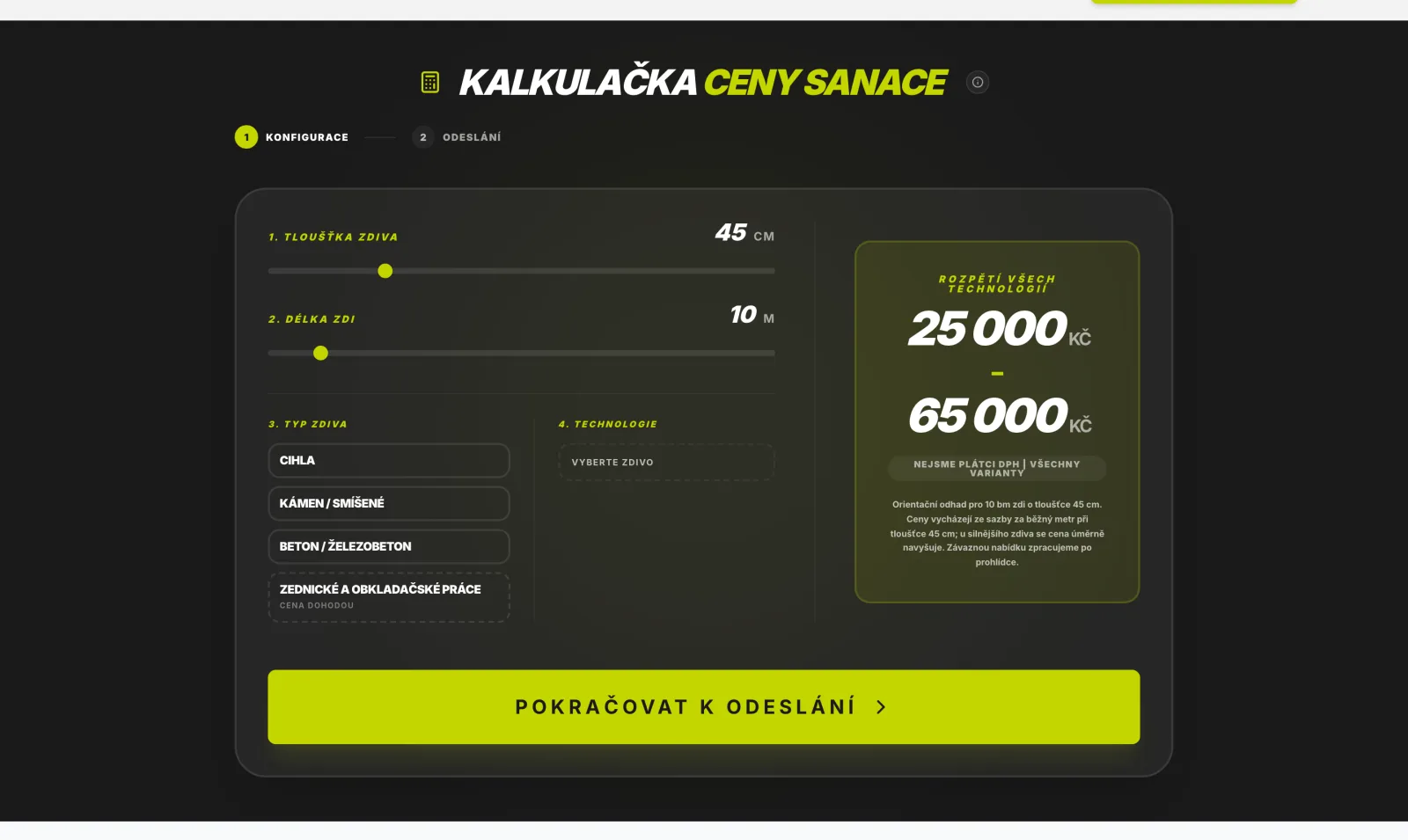 IZODIAMANT price calculator — live sliders and an instant price range